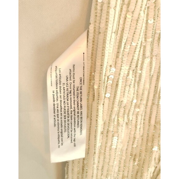 New MAC DUGGAL (10817) White Sequin & Silver Beads Spaghetti Strap Gown Wn's (8) - Picture 13 of 16